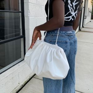 Slouchy White Clutch & Strap Bag